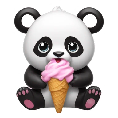Pink Panda eating ice cream sticker