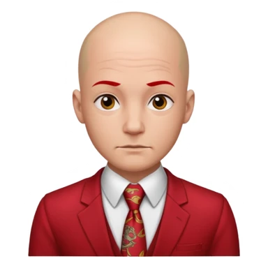 man Bald with red necktie, red dress, tattoos. sticker