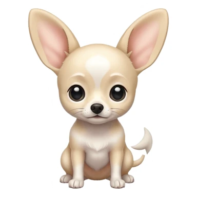 white Chihuahua with black dots. Big ears and big eyes. Full body sticker
