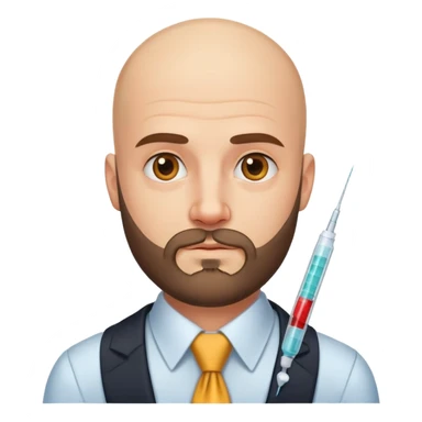 bald man in necktie and beard portrait with injections  sticker