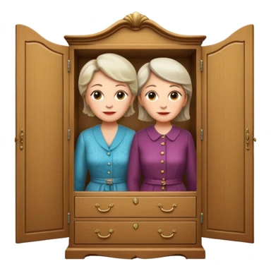 A character from the fairy tale Beauty and the Beast: the middle-aged lady (around 40 years old) who was turned into a wardrobe. She retains the wardrobe's original form, with an anthropomorphic face on the closed cabinet. sticker