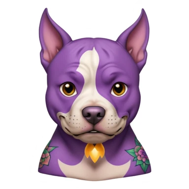 very tattoed face pitbull dog with purple spiky hair sticker