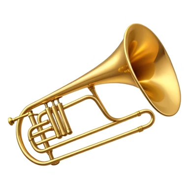 Cinematic Realistic Trombone, sleek brass slide extending dynamically, subtle scratches adding authenticity, warm golden reflections bouncing off the metal, glowing with a bold and resonant musical energy. sticker