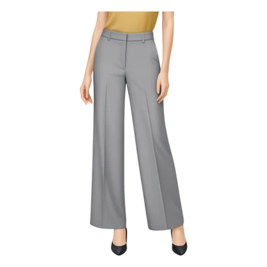 petite gray wide leg tailored pants, shorter ankle length, dress trousers, flat lay isolated garment only, no model, no human, plain white background sticker