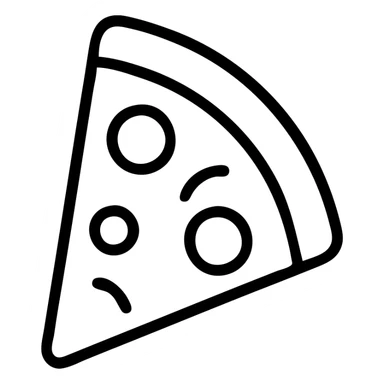 slice of pizza, outlined icon style, minimal details, black lines, no fill, modern look sticker