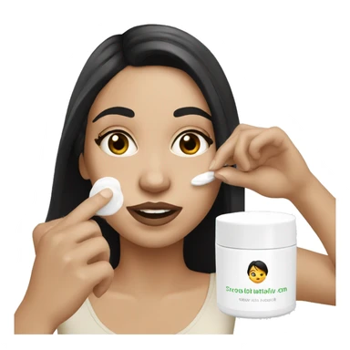 white girl applying cream on face with black hair  sticker