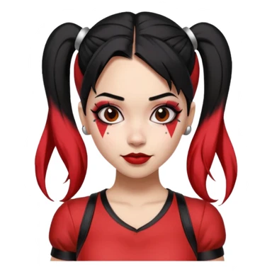 black haired woman in harley queen outfit sticker
