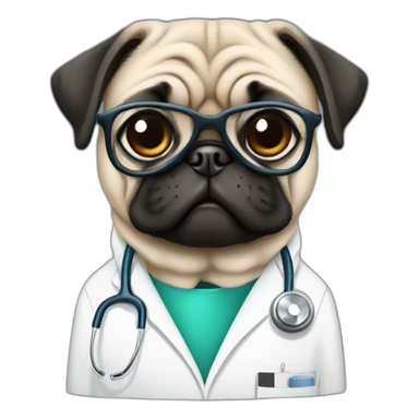 pug as a doctor sticker