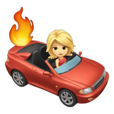 blonde female driving car Turbo with cool flames  sticker