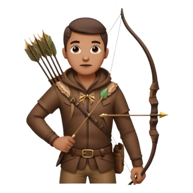 The classic hunter image with a bow and arrow on his back, dressed in brown with some animal made decorations sticker