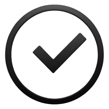 Black circle with a check mark on it sticker