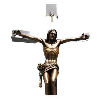 crucifix, reaching up to the sky, bronze statue sticker