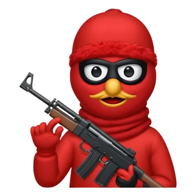 elmo with an AK47 and anbalaclava sticker