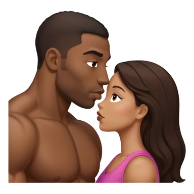 Black man with muscles kiss small brunette woman sticker
