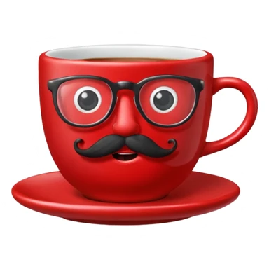 talking teacup red with glassess and mustache sticker