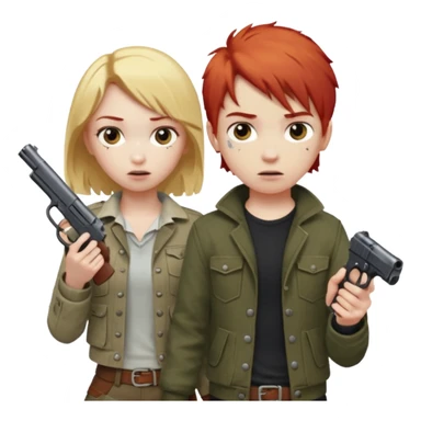 make blonde haired girl shooting a red head boy sticker