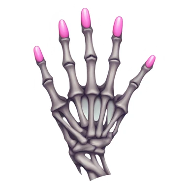 skeleton hand with long pink nails sticker