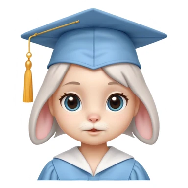 CUTE LITTLE BUNNY in LIGHT BLUE graduation uniform graduation cap sticker