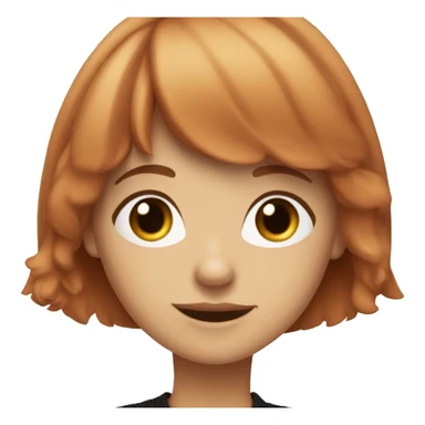 A light red-haired girl with bangs in a black sweater sticker