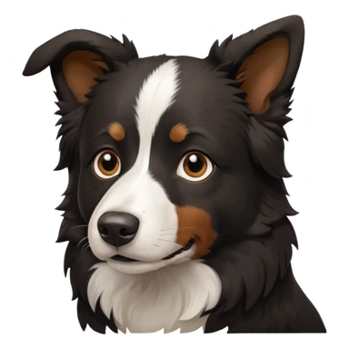 border collie predominantly black fur with brown on the eyebrows and neck, no white fur sticker