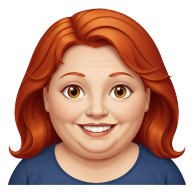obese; older 50's ; long red hair ; women hazel eyes sticker