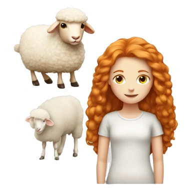 Ginger girl with a sheep  sticker