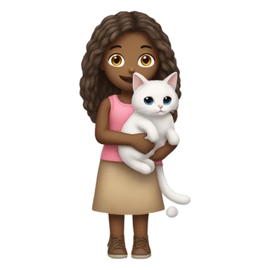 A girl holding a ragdoll cat sticker