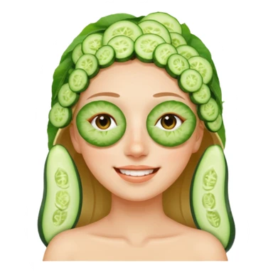 🧖‍♀️ girl with cucumber pieces over eyes relaxing  sticker