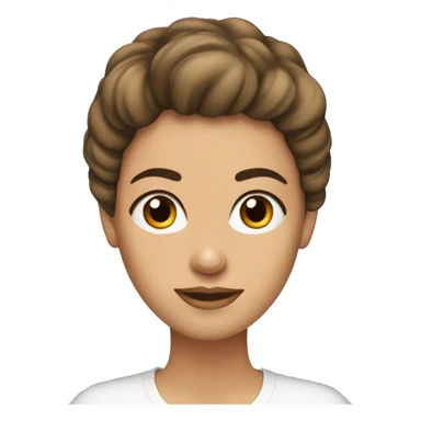 Mujer cabello castaño flequillo lado derecho ojos almendra  sticker