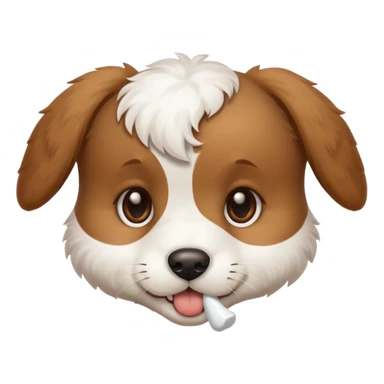 puppy face with white bone in mouth sticker