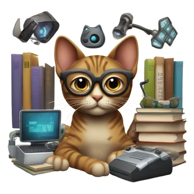 African-American cat￼ nerd sticker