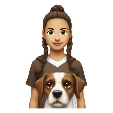 uma menina com cabelo castanho longo e liso olhos castanho pele bege com a camiseta do real Madrid e um cachorro sticker
