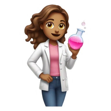 brown-hair girl doing pink chemistry  sticker