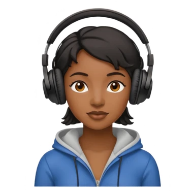 Black Woman with headphones on listening to Music  sticker