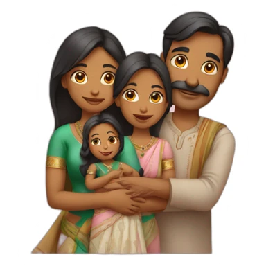 Indian(Mother father & 2 daughters) sticker