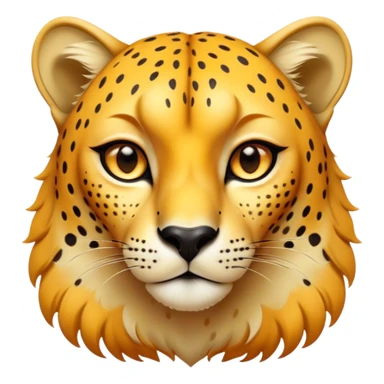 Cinematic Noble Cheetah Portrait Emoji, Poised and regal, with a lean, muscular build and a sleek, spotted Fur of golden hues, deep-set soulful amber eyes, Simplified yet sharp and sophisticated features, highly detailed, glowing with a warm, dignified glow, high shine, intelligent and swift, stylized with an air of wild elegance, focused and attentive, soft glowing outline, capturing the essence of a watchful and confident predator, so majestic it feels as though it could sprint out of the screen with effortless authority! sticker