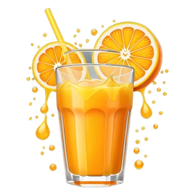 Extreme juice burst emoji, citrus explosion, dynamic splash, bold cartoon style, high saturation, transparent background. sticker