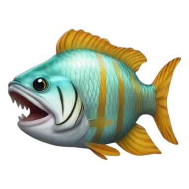 tiger fish with clown sticker