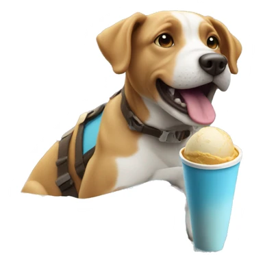 Dog eating ice cream on a boat sticker