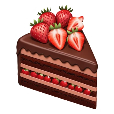 chocolate cake slice with strawberries on top sticker