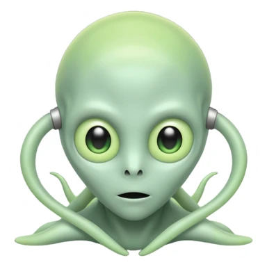 a ghostly figure with alien antennae and greenish glow, emoji style sticker