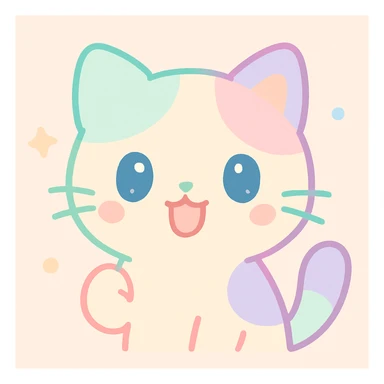 a cat with an open mouth, as if speaking, in a cute style sticker