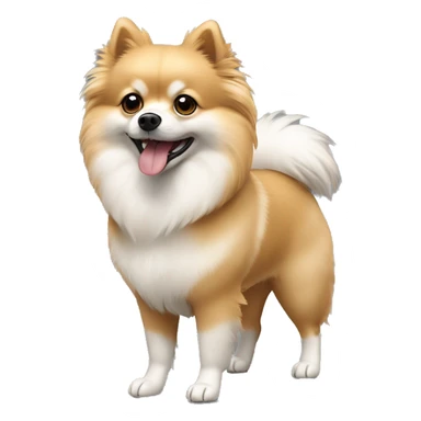 walking pomeranian-spitz mix light brown and white with gray ears  sticker