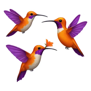 Orange Hummingbird with purple hummingbird sticker