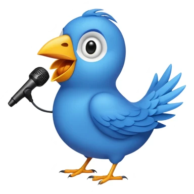 A blue Twitter bird happily singing Beautiful music sticker