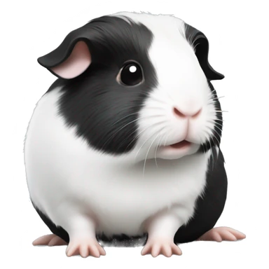 Black with white spots guineapig sitting down very cute but realistic sticker