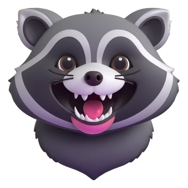 raccoon laughing so hard they are crying, tears streaming down, mouth wide open, expressive joyful face sticker