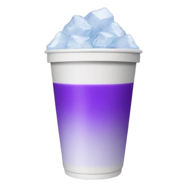 Styrofoam cup with purple liquid and ice sticker