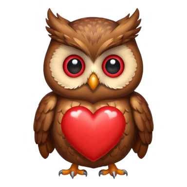 Owl holding several hearts sticker