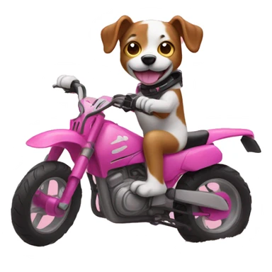 dog riding Pink dirt bike while drinking  sticker